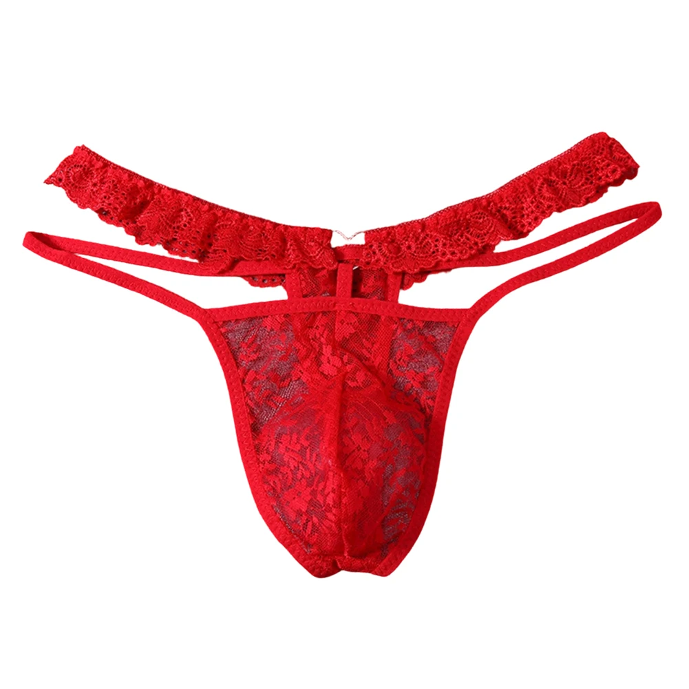 

Men Lingerie Panties Erotic Femboy Pouch T-Back Soft Sleep Thong G String Lingerie Ultra Hot Lace Perspective Underwear Calcinha