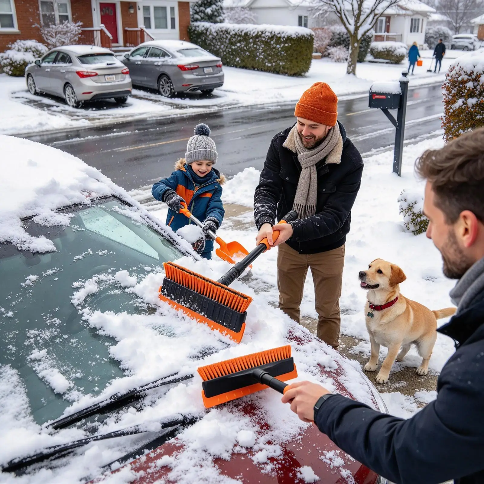 Snow Broom Non-Scratch Cleaning Tool Pole Not Included Snow Removal Roof Rakes For Car Truck Automotive Suv Windshield Ice