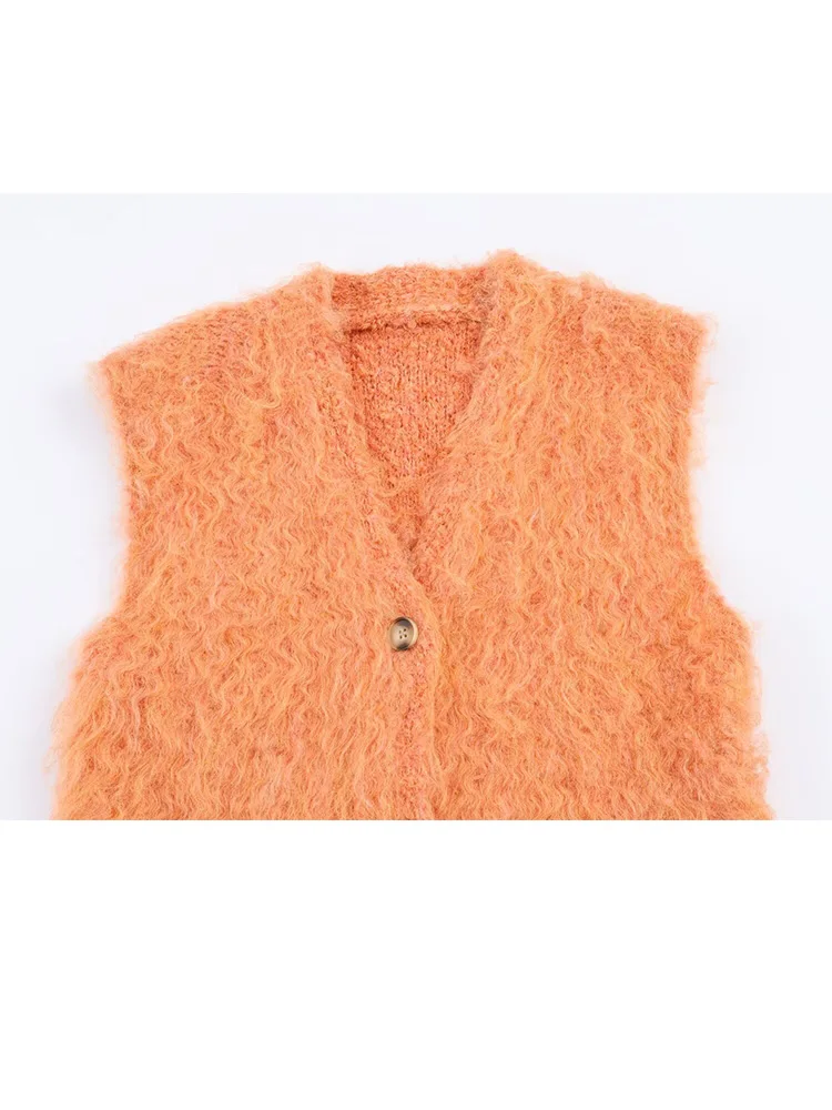 HH レディース エレガント ノースリーブ Vネック ニットベスト 秋 女性 ハイストリート 多用途 シングルブレスト 無地 2色 セーターベスト