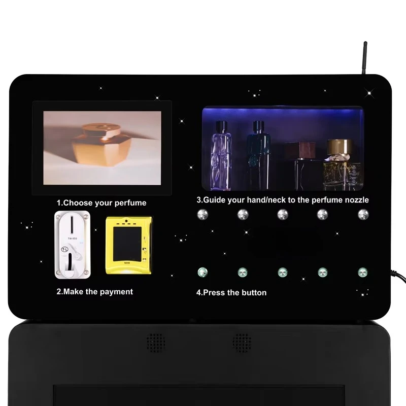 

5 Pieces of 100ml Bottles With 10.1 Inch Touch Screen Custom Perfume Vending Machine Spray Stand