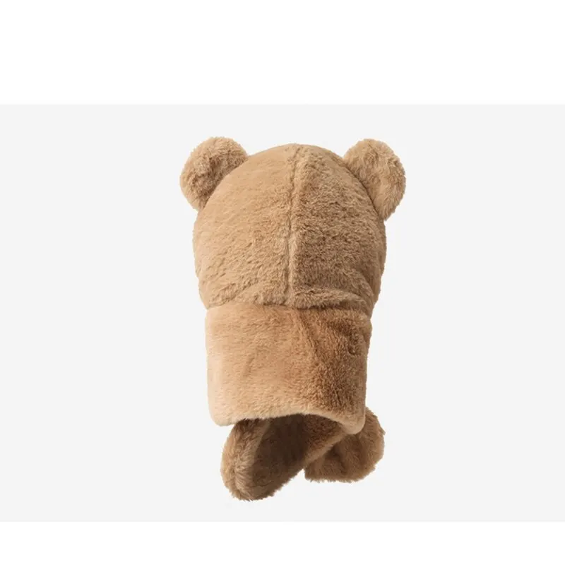 Cappello da orso cartone animato per bambini Neonata Autunno e inverno Versione coreana Imitazione pelliccia di coniglio Sciarpa carina Cappello di