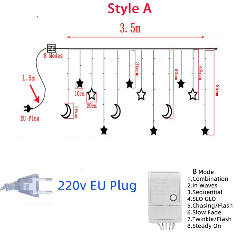 Christmas Decoration LED Star Lamp Festoon Curtain Garland Fairy String Lights Outdoor For Holiday Party 2025 New Year Decor