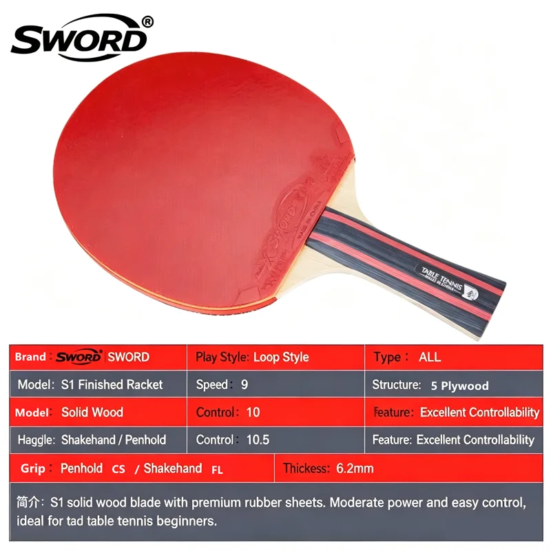 SWORD S1 Table Tennis Racket 5 - đánh giá và giá Table Tennis Grip Types