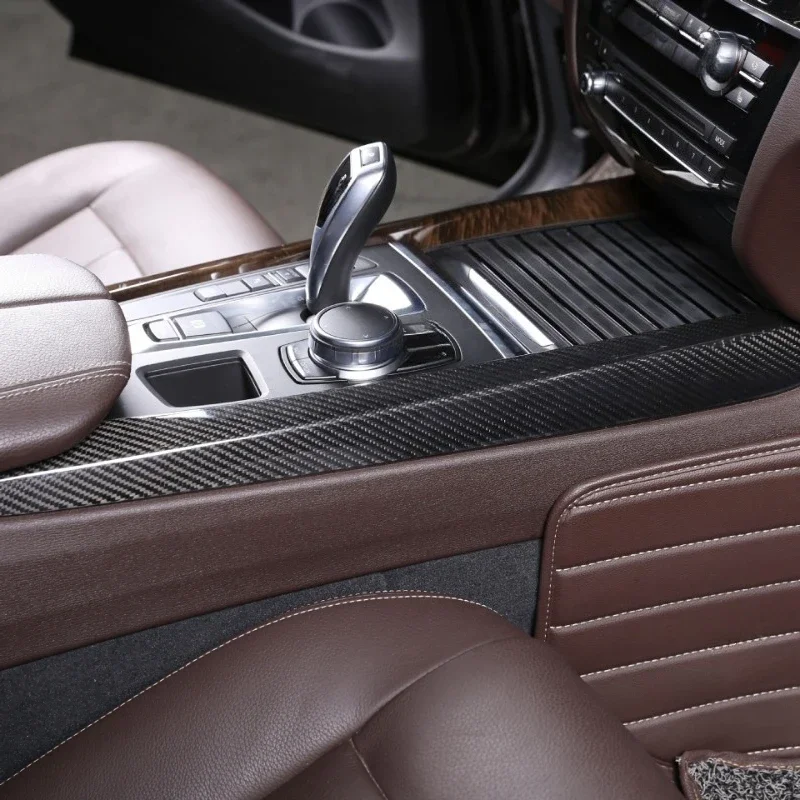 

For BMW X5 Real Dry Carbon Fiber 2014-2018 Interior Glossy Gear Shifter Side Trim Cover Decoration Modification Accessories