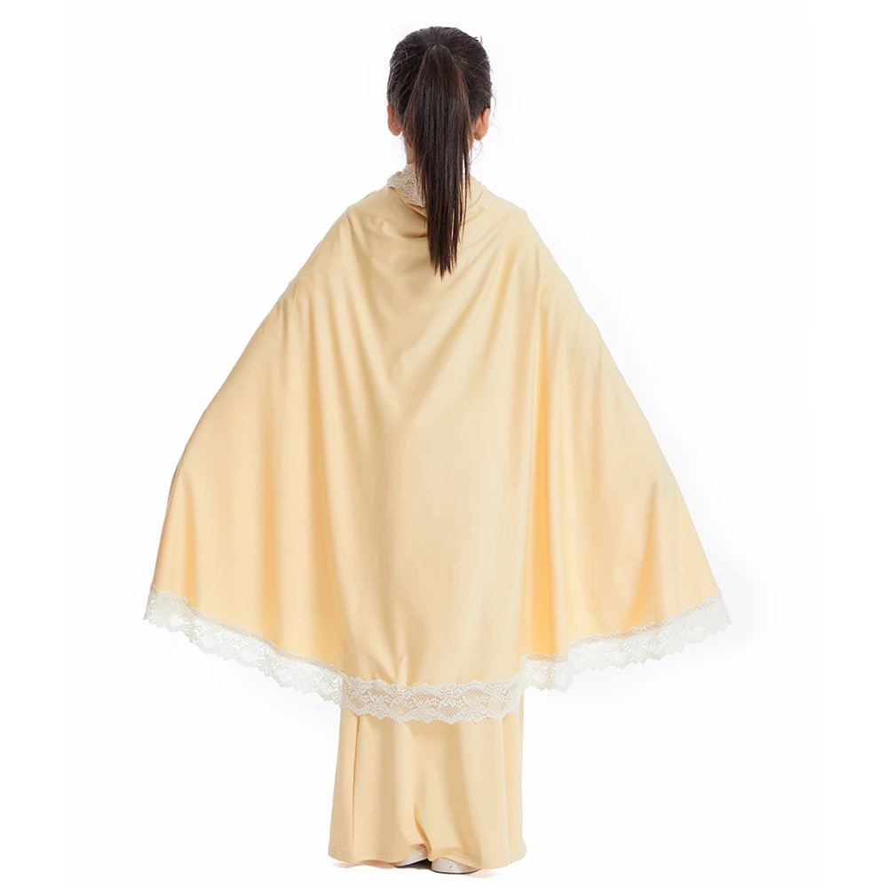 

Мусульманское платье для девочек: кружевной химар и юбка, комплект из 2 предметов. Исламская одежда для детей на Ид и Рамадан: абайя, хиджаб, кафтан, роба, платье.