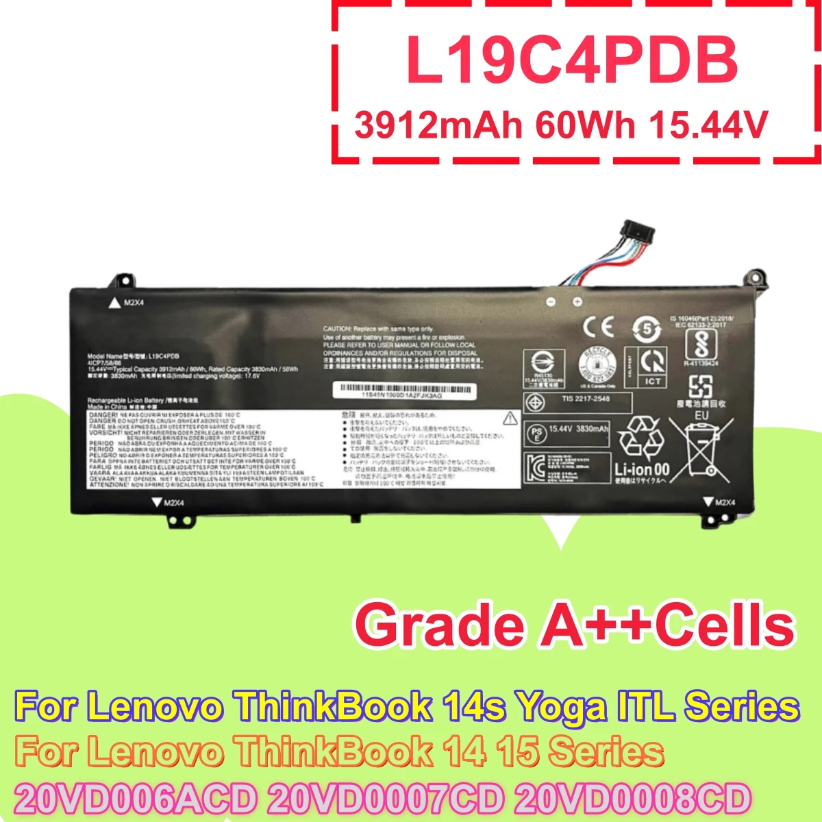 L19M4PDB L19C4PDB Laptop Battery For Lenovo ThinkBook 14s Yoga ThinkBook 14 2021 G2 G3 15 SB10Z21205 5B10Z21209