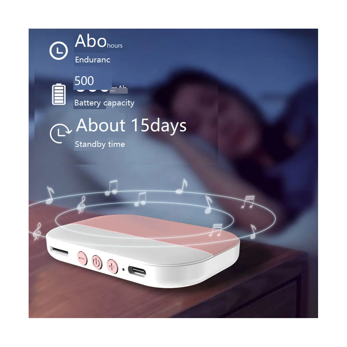 Haut-parleur sans fil Bluetooth 5.2, boîte à musique à conduction Sophia, prise en charge de la carte TF, mini lecteur stéréo, sous oreiller, rose