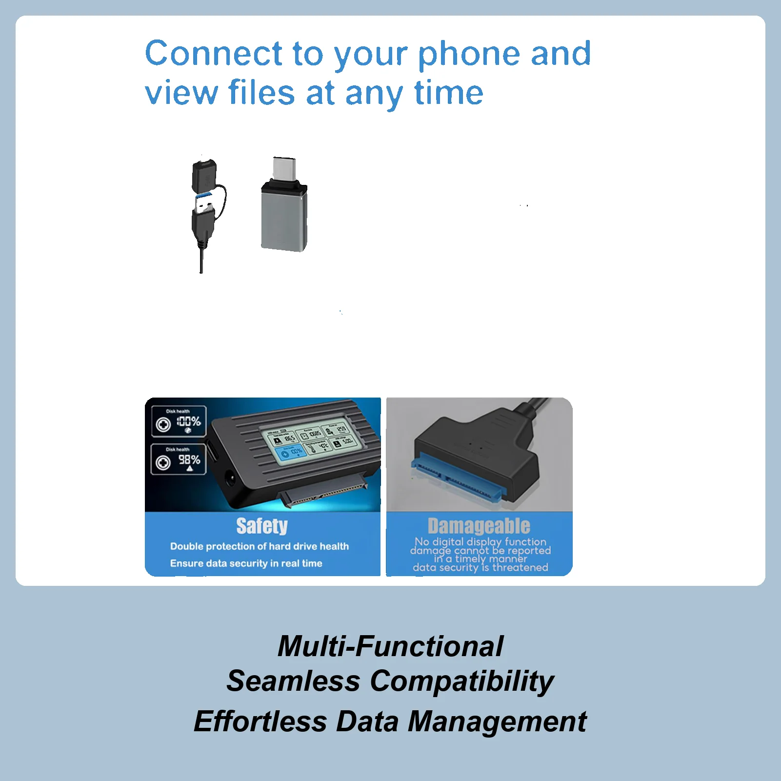 

Digital Drive Cable 2.5-inch/3.5-inch Hard Disk USB 3.2 Connector Mechanical HDD Solids State SSD Conversion Cable