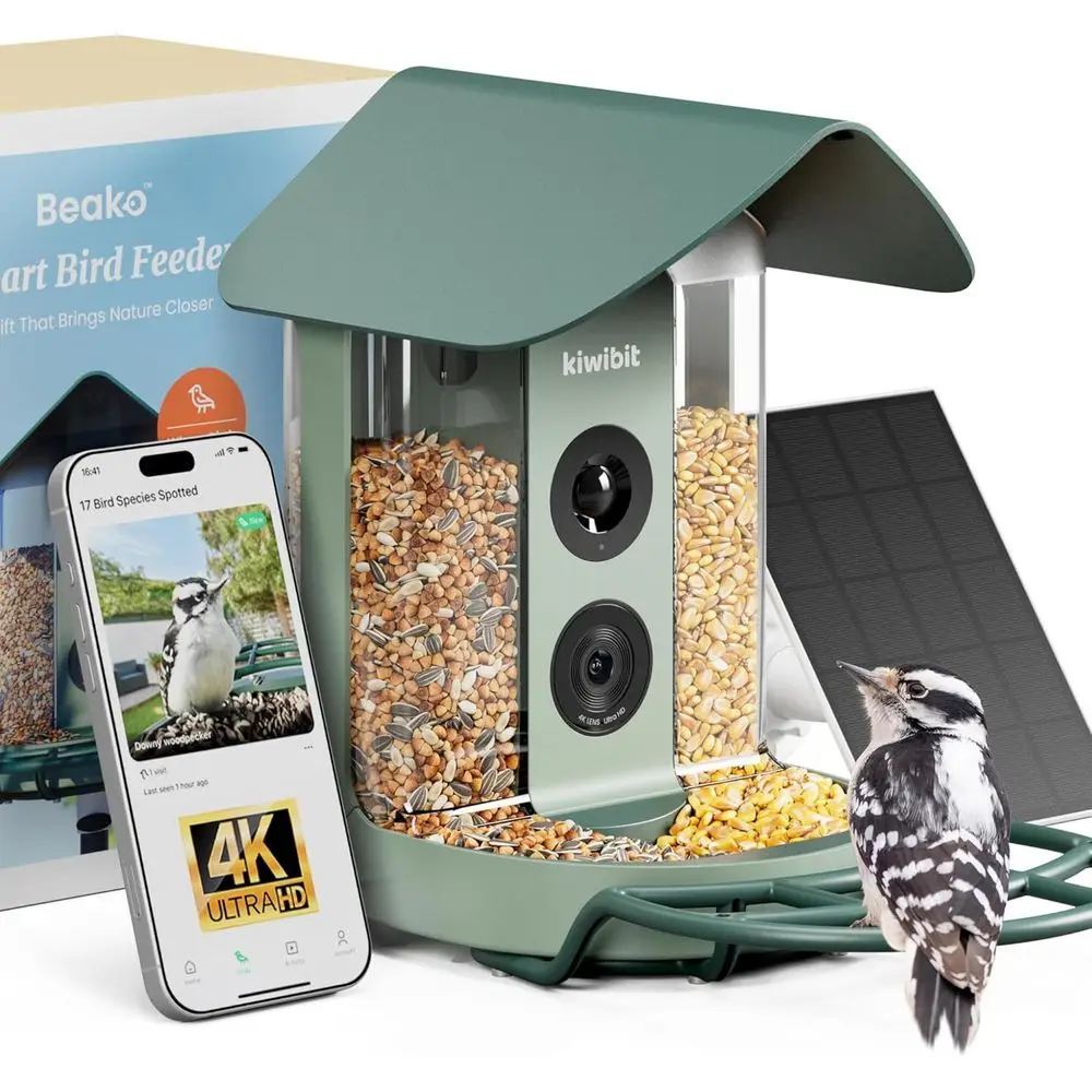 

Smart Bird eeder 4K AI Camera With r Panel or Outdo, Bird Species Identiication, 8MP Photos, 4K Video Livestream, Real-Time Bird