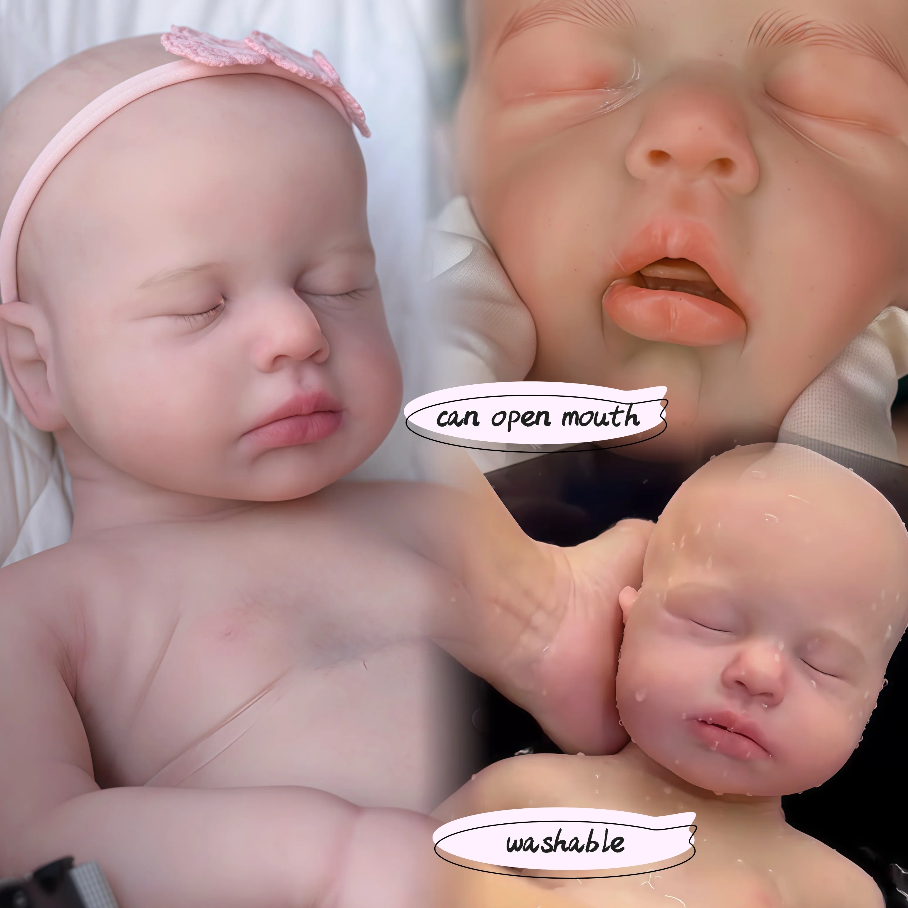 

18inch Open Mouth Loulou Girl Painted/Unpainted Silicone Reborn Doll Full Solid Silicone Washable Reaslitic Newborn Baby Doll