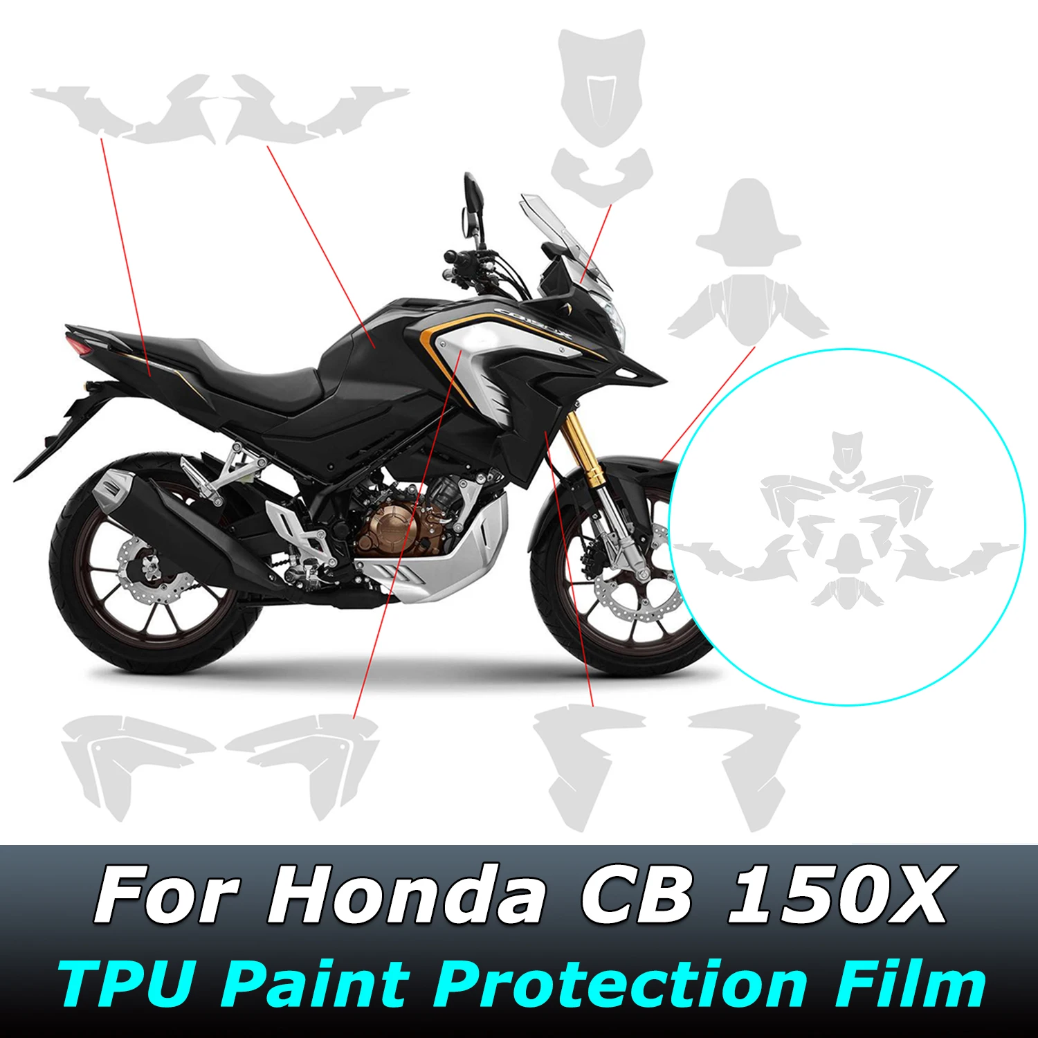 For Honda CB 150X CB150X TPU Paint Protection Film CB 150 X CB150X PPF Transparent Body Sticker Kit Accessories Anti-Scratch