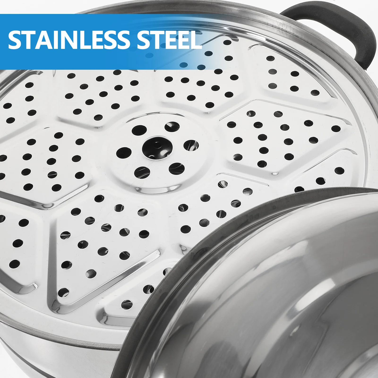 

1pc Stainless Steel Steamer Pot Double Layer Soup Stockpot For Dumplings Vegetables Fish Poultry Steam Cooking Kitchen