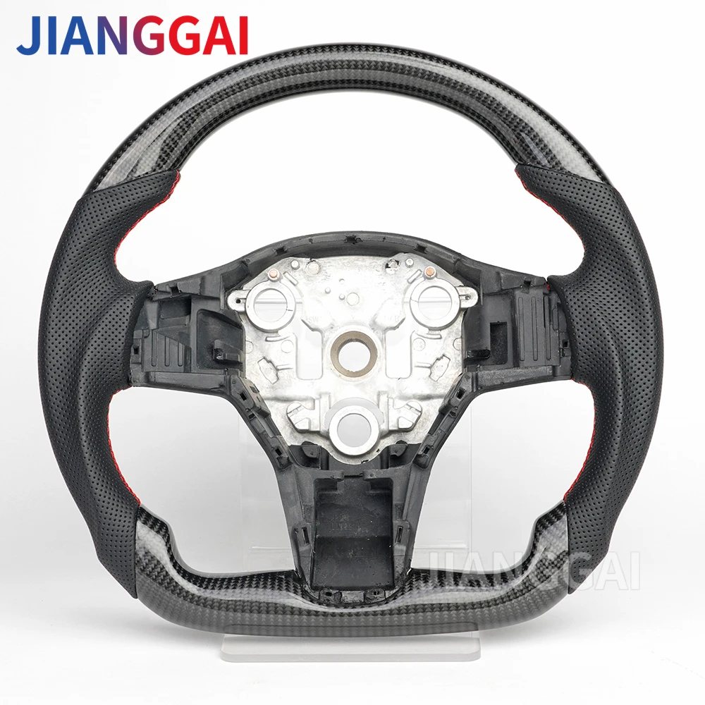 Carbon Fiber Leather Steering Wheel For Tesla Model 3/Y 2018-2022 Model Y 2022-2024 350mm Yoke Handle Steering Wheel Accessories