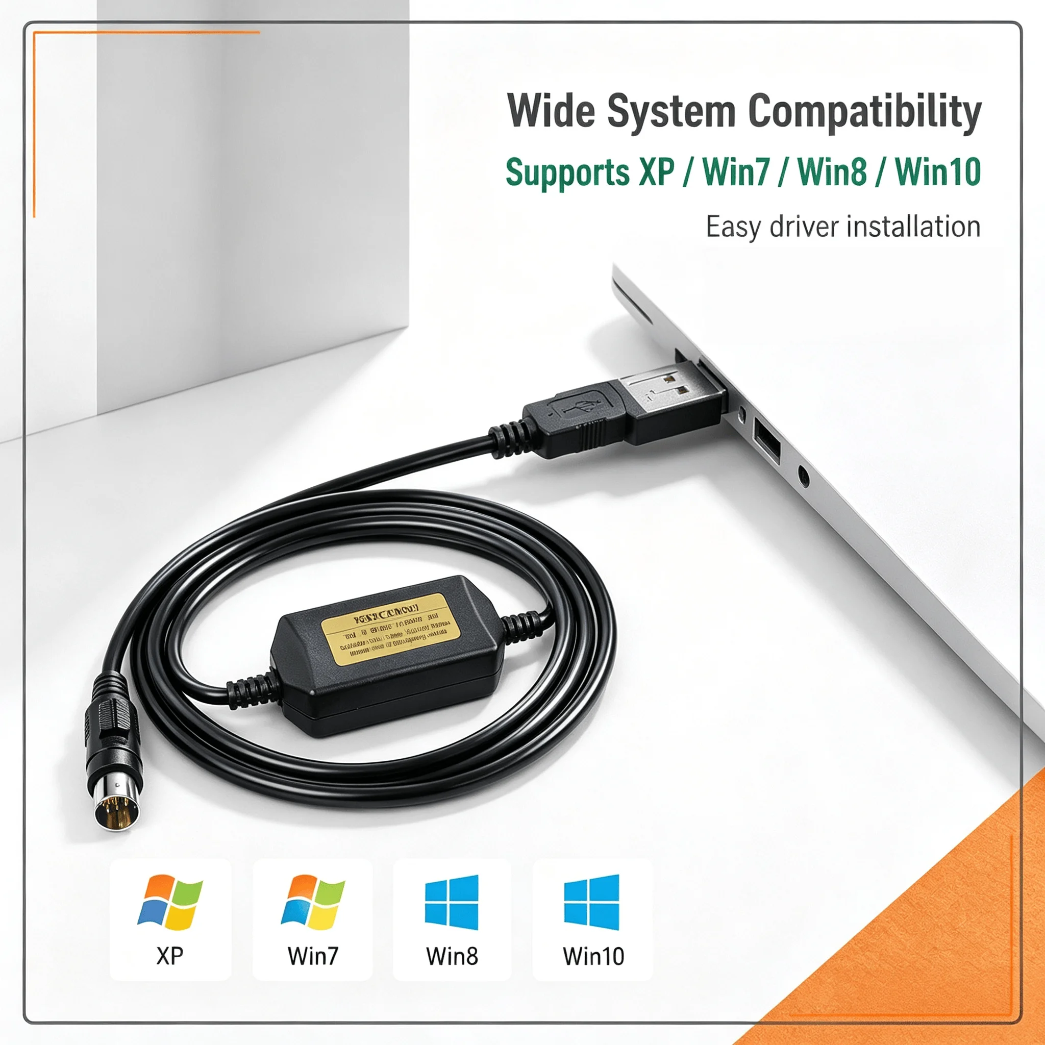 8-Pin Download Communication Cord TSXPCX3030 3M 5V USB for Schneider Twido NEZA Series PLC Programming Setup