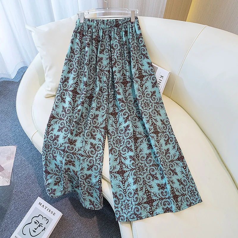 Spodnie damskie z wysokim stanem i szerokimi nogawkami, plus size, letnie, luźne, w stylu lazy Sembach, spódnico-spodnie, cienkie, z włókna poliestrowego.