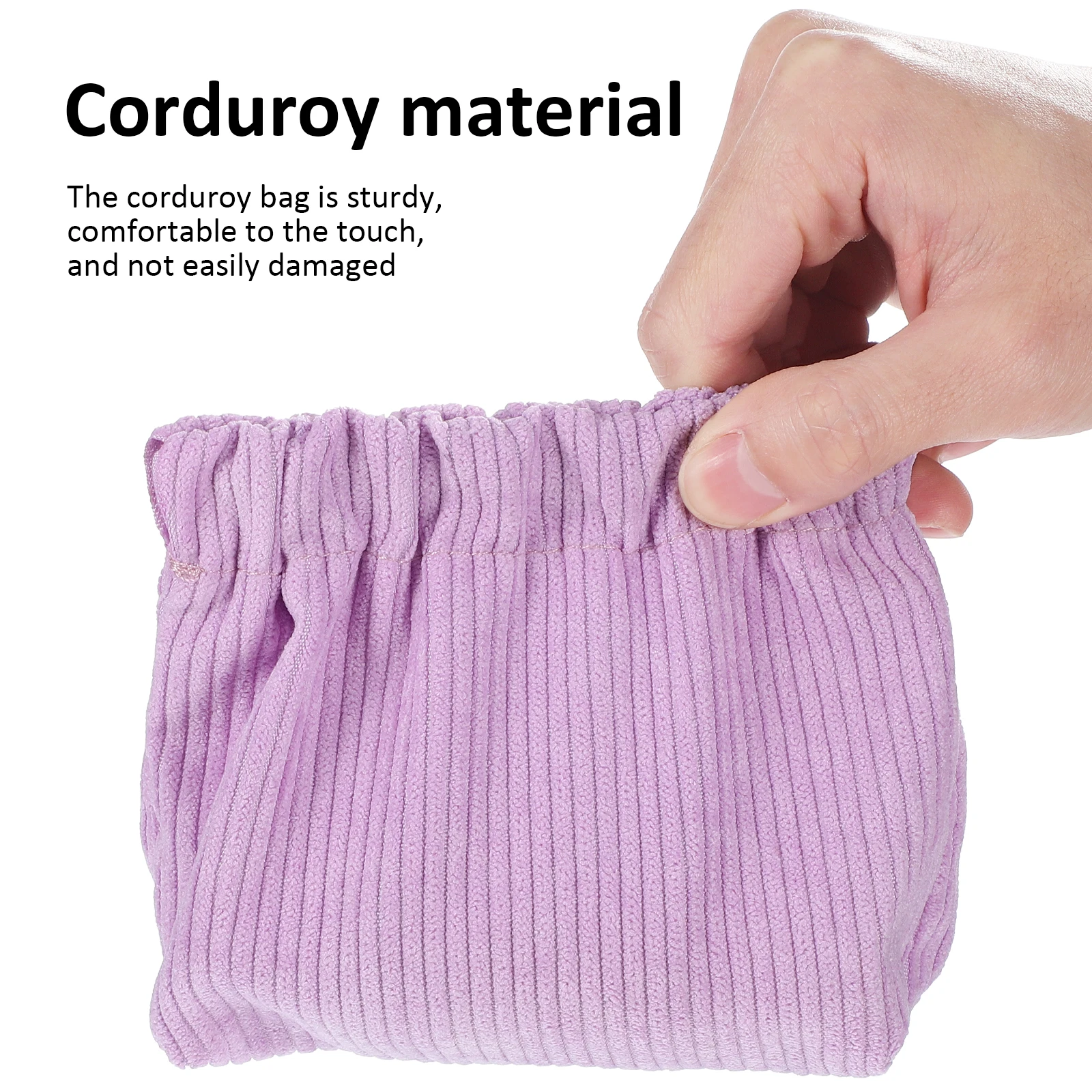 

6 Pcs Corduroy Bags Elastic Storage Travel Makeup ganizer Jewel Pouch Blue Green Purple Coffee Pink White