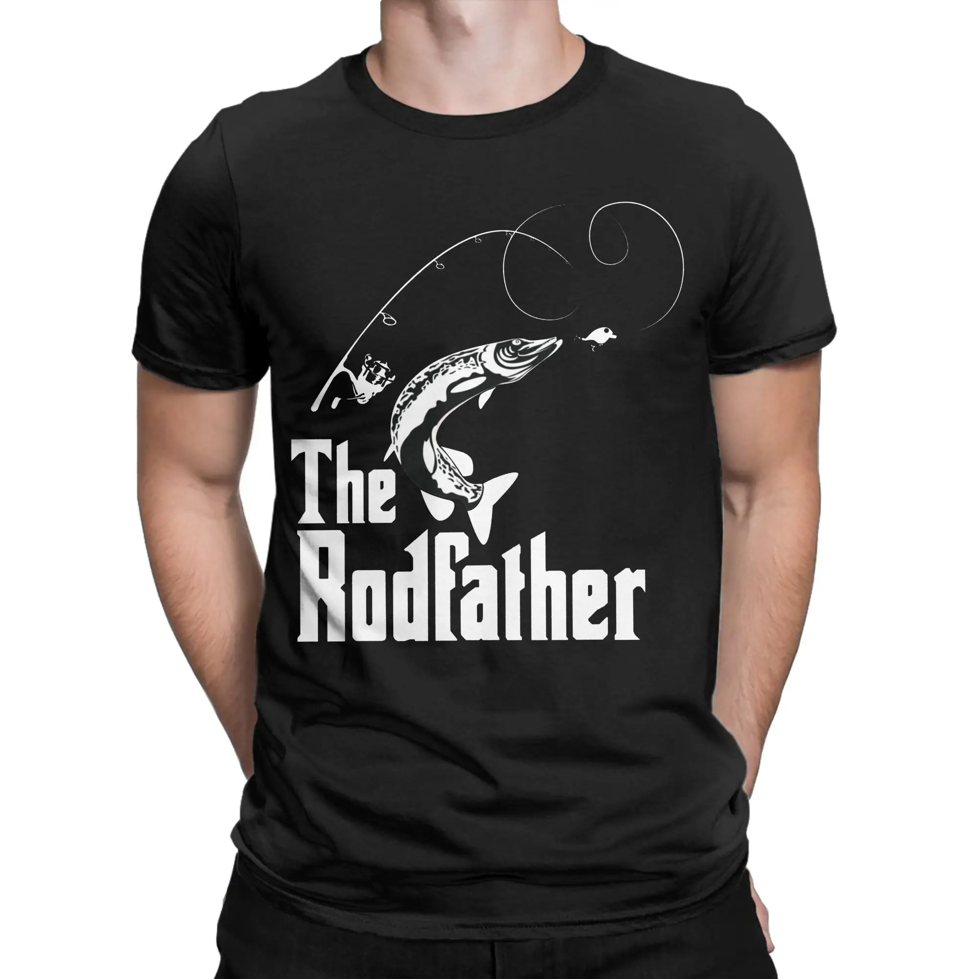 The Rodfather Fishing T Shirt Men Women 100% Cotton Fun T-Shirt Crew Neck Fish Funny Fisherman Tees Clothing New Arrival