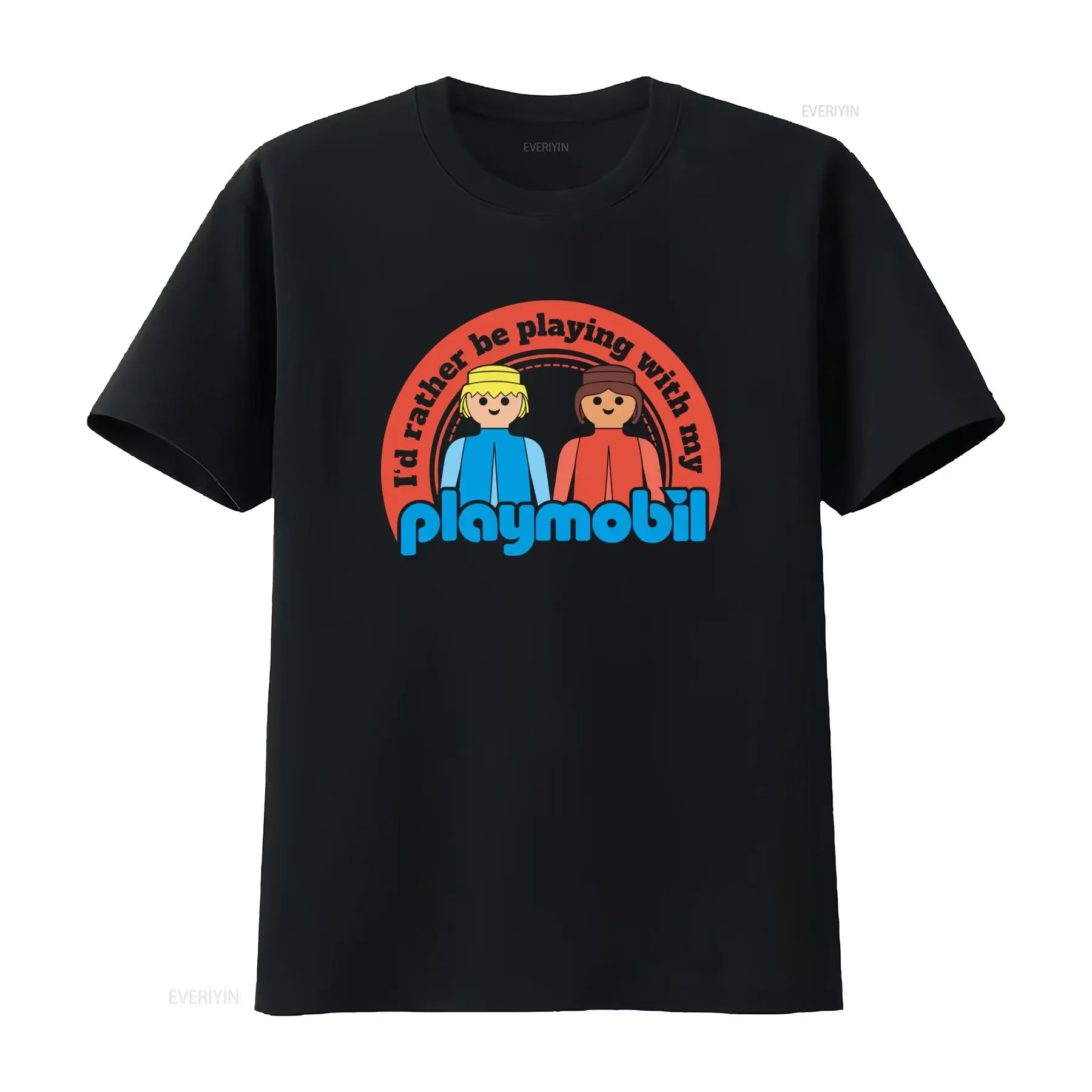 Camiseta con logo de Playmobil, prefiero estar jugando con mi ropa de diseñador vintage lavada, versátil, transpirable, ligeramente holgada