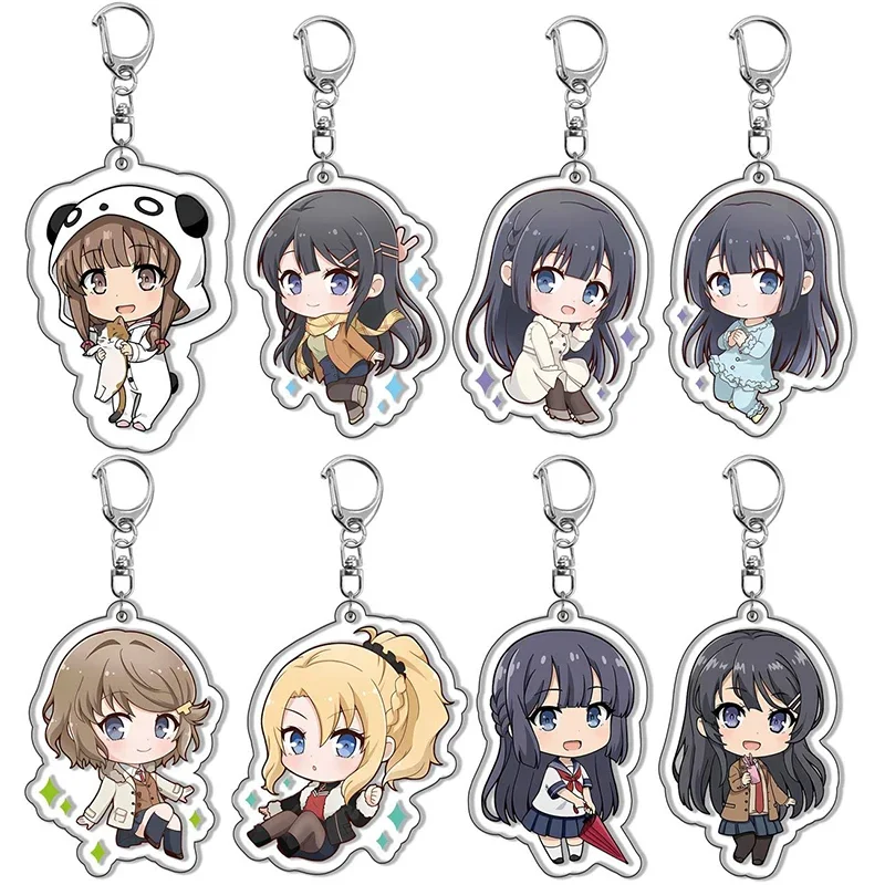 New Anime Mai Sakurajima Keychain Cosplay Azusagawa Sakuta Koga Tomoe Pendant Keychains Bag Accessories Car Key Ring Jewelry