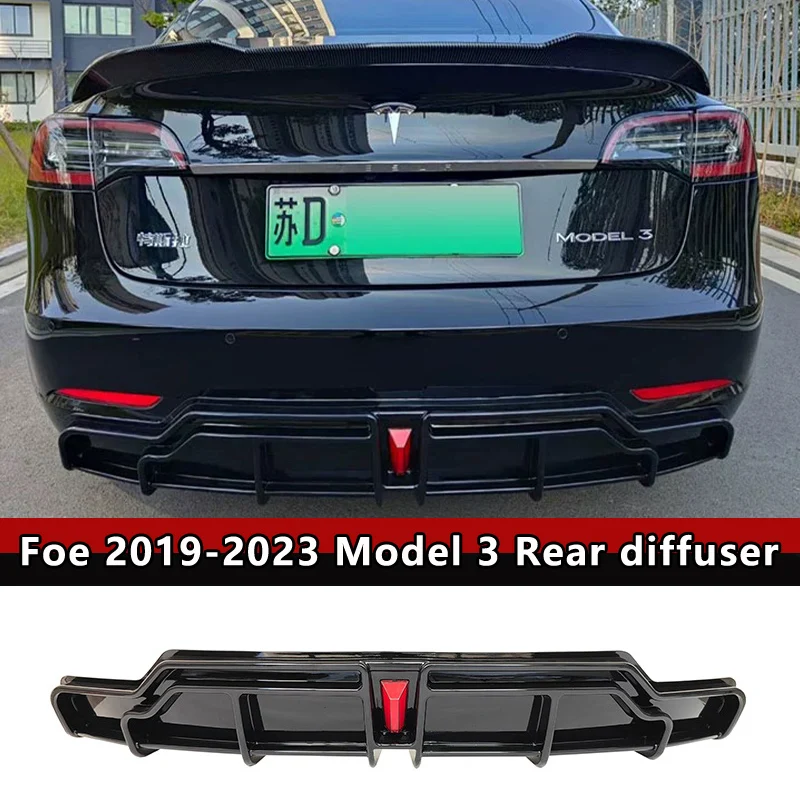 

For 2019-2023 Tesla Model 3 LED Body Kit black Rear Diffuser Spoiler Posterior Lip Overlay type Appearance upgrade Accessories