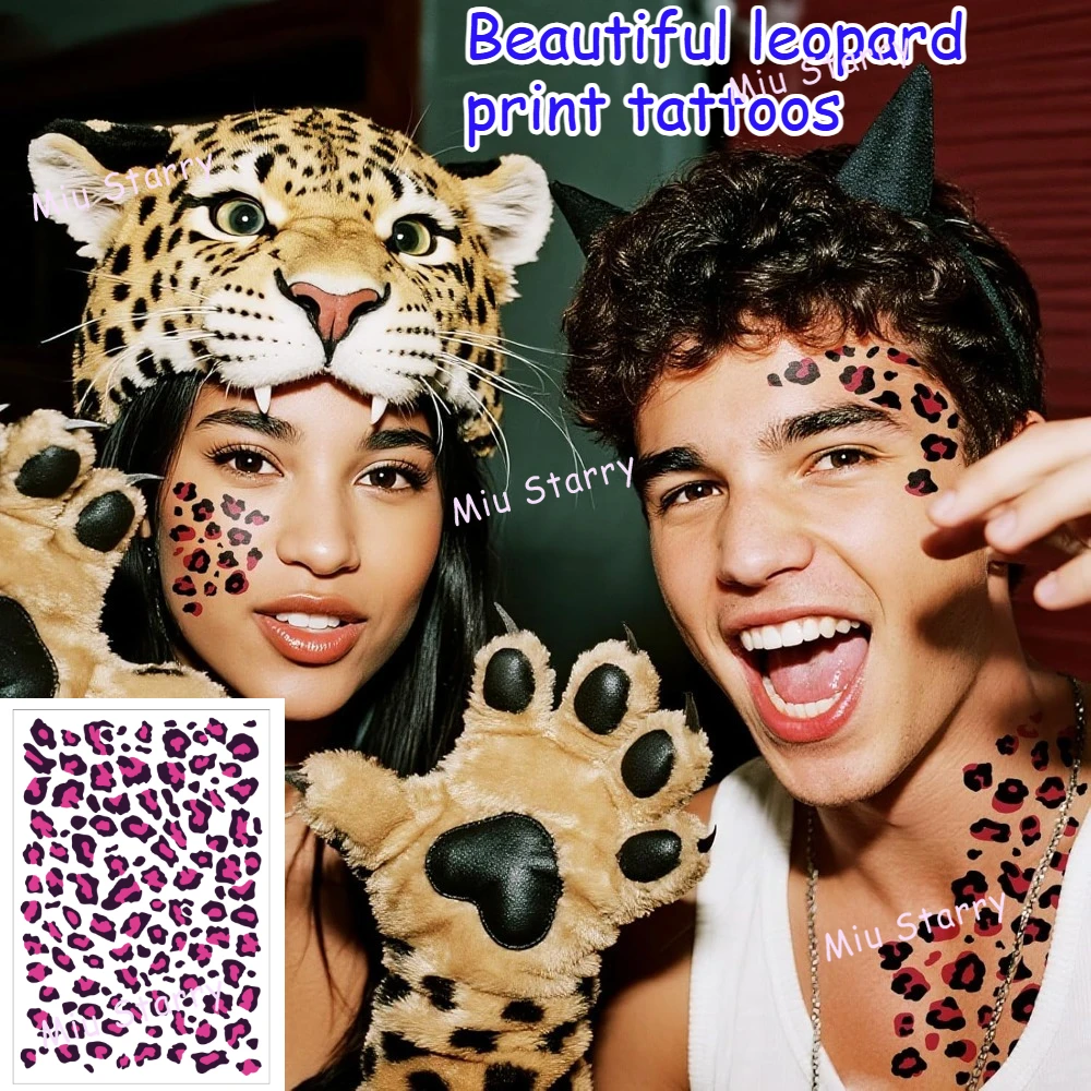 Leopard Print Temporary Tattoos Stickers ForFace Body Makeup Cosmetic Patches Birthday Music Festival Party Favors Decoration