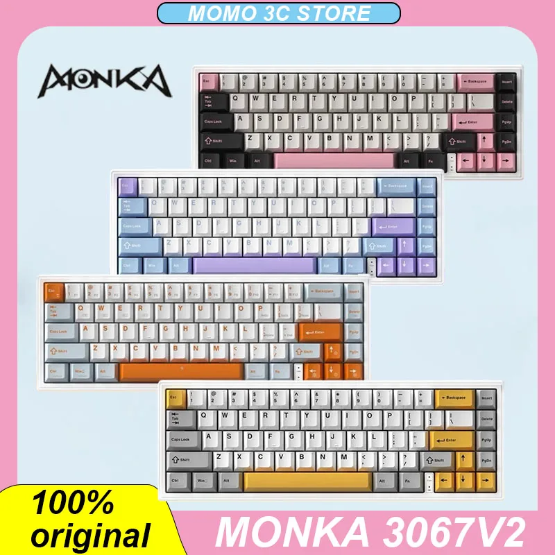 

Monka 3067V2 Mechanical Keyboard 2.4G USB RGB PBT Hot-Swap Gasket Wireless Tri-Mode Bluetooth Office E-sports PC Gaming Keyboard