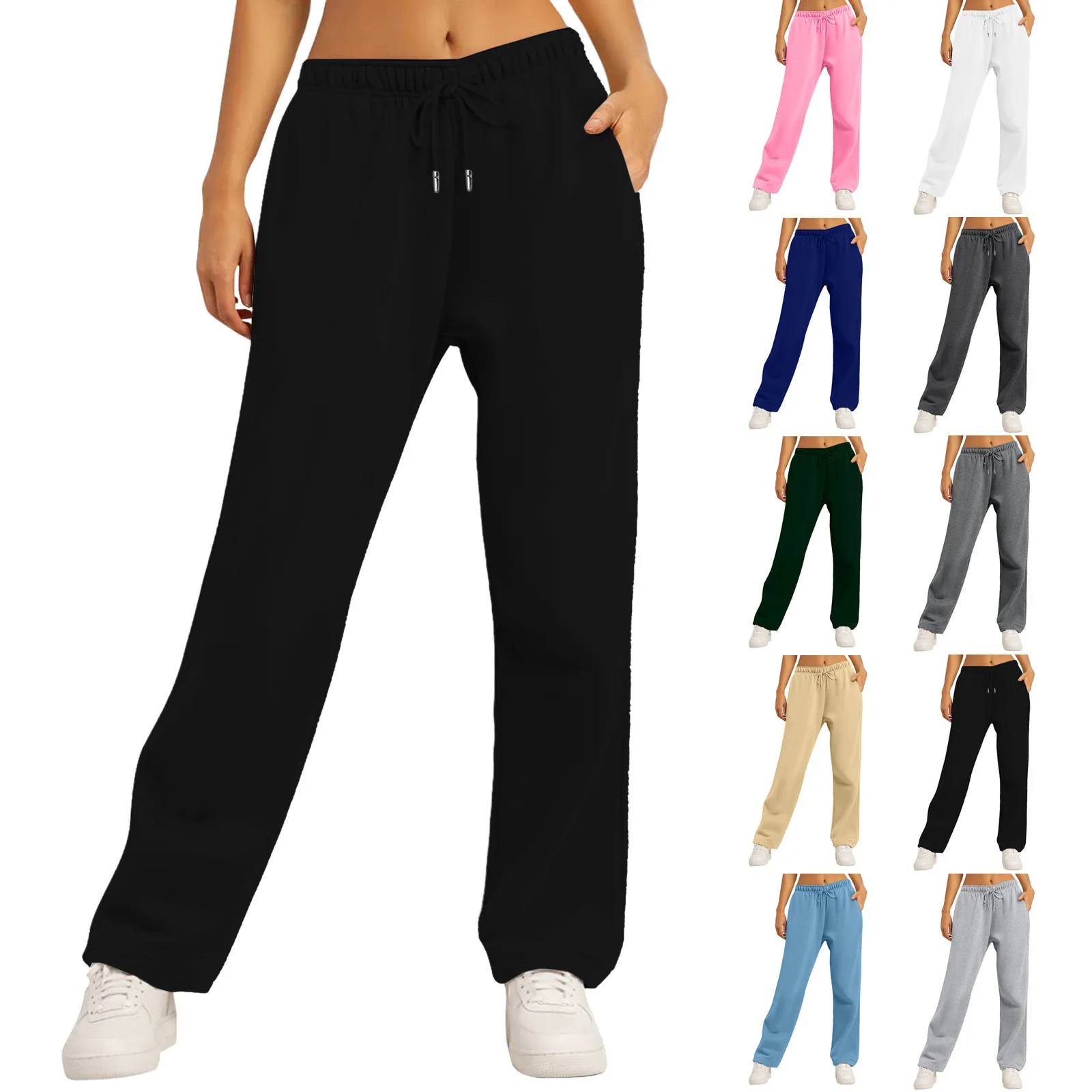 Women’s Fleece Lined Sweatpants Wide Straight Leg Pants Bottom Sweatpants Joggers Pants Workout Pants For Women Workout Joggers