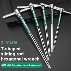 T-Bar Socket Wrench 2-10mm Adjustable T Handle Speed Wrench Set Nut Spinner Hex Socket T Shape Handle Wrench 2-Way Drive Design