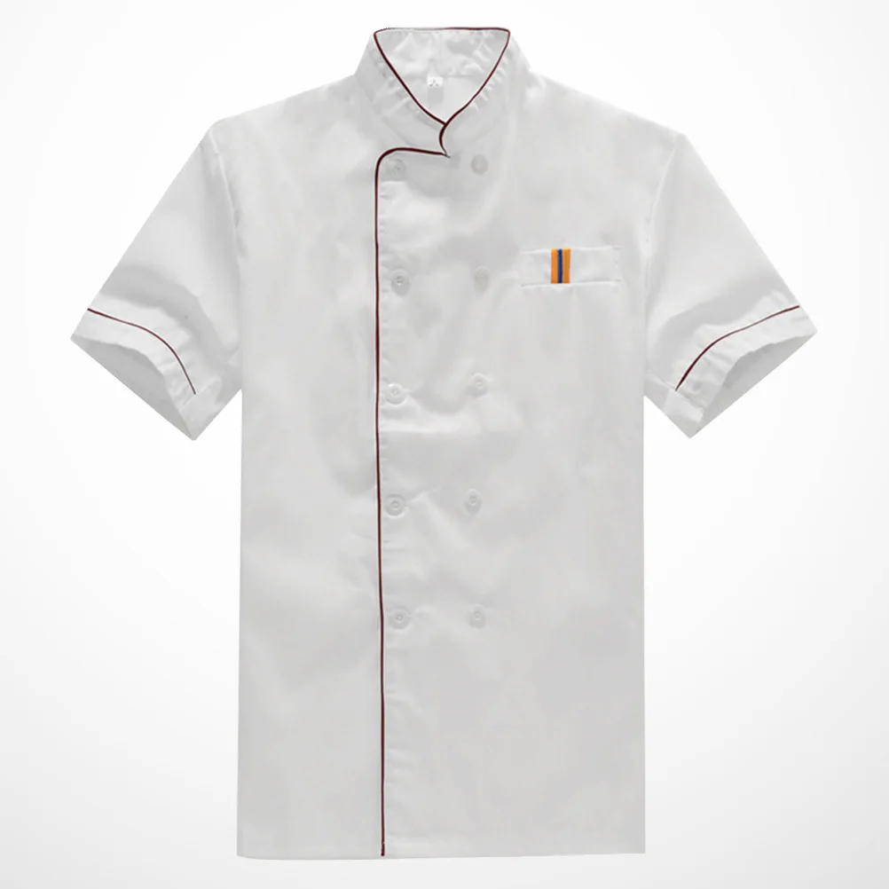 Uniforme de manga corta resistente a la lavado, chaqueta de cocina para restaurante, chaqueta de Chef de manga corta, ropa de trabajo para personal de cocina de Hotel
