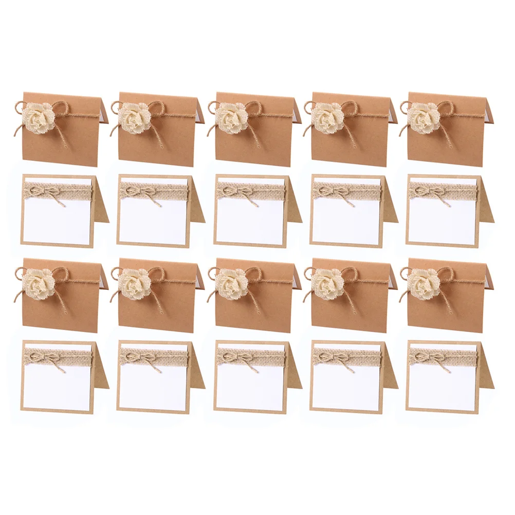 

20Pcs Retro Pastoral Linen Table Name Cards Practical Party Seat Cards for Wedding Birthday Engagement Banquet Feast