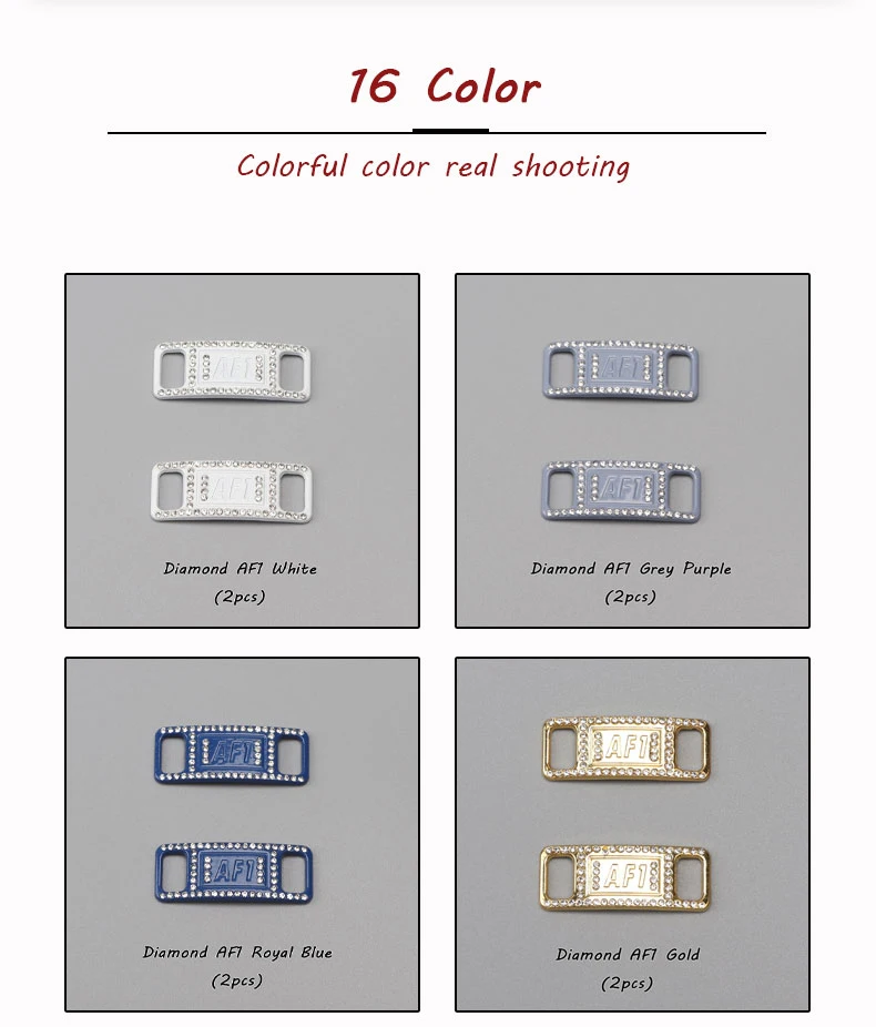 Diamant-Schuhdekorationen Schnürsenkel Metall-Schnallen-Charms Luxus-Strass-Schuhzubehör Metall-Schnürsenkelschloss Sneaker 1 Paar – Detail 17