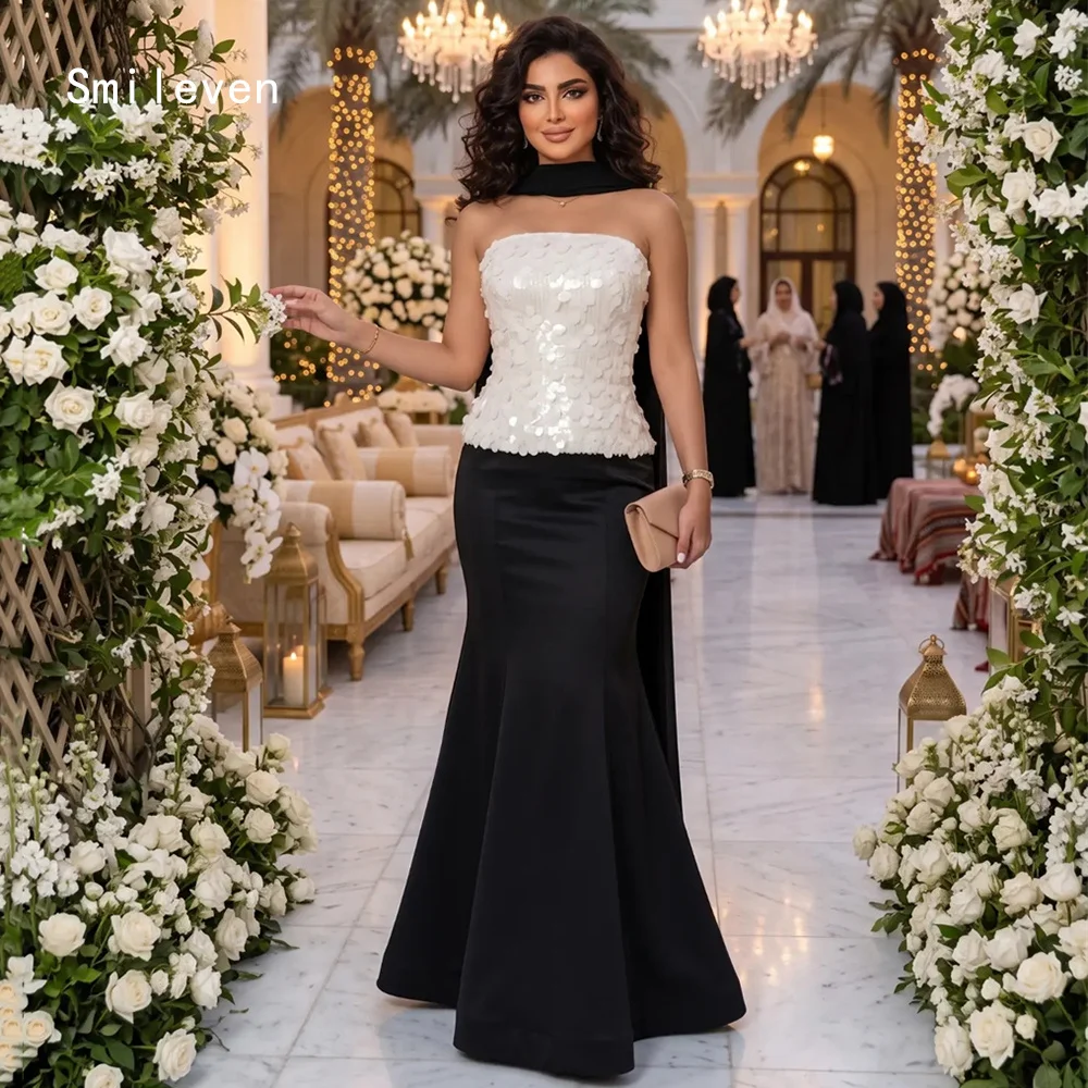 Smileven Luxury Noval Mermaid Evening Dress Strapless Formal Prom Dresses Color Blocked Party Gowns Customized 2026
