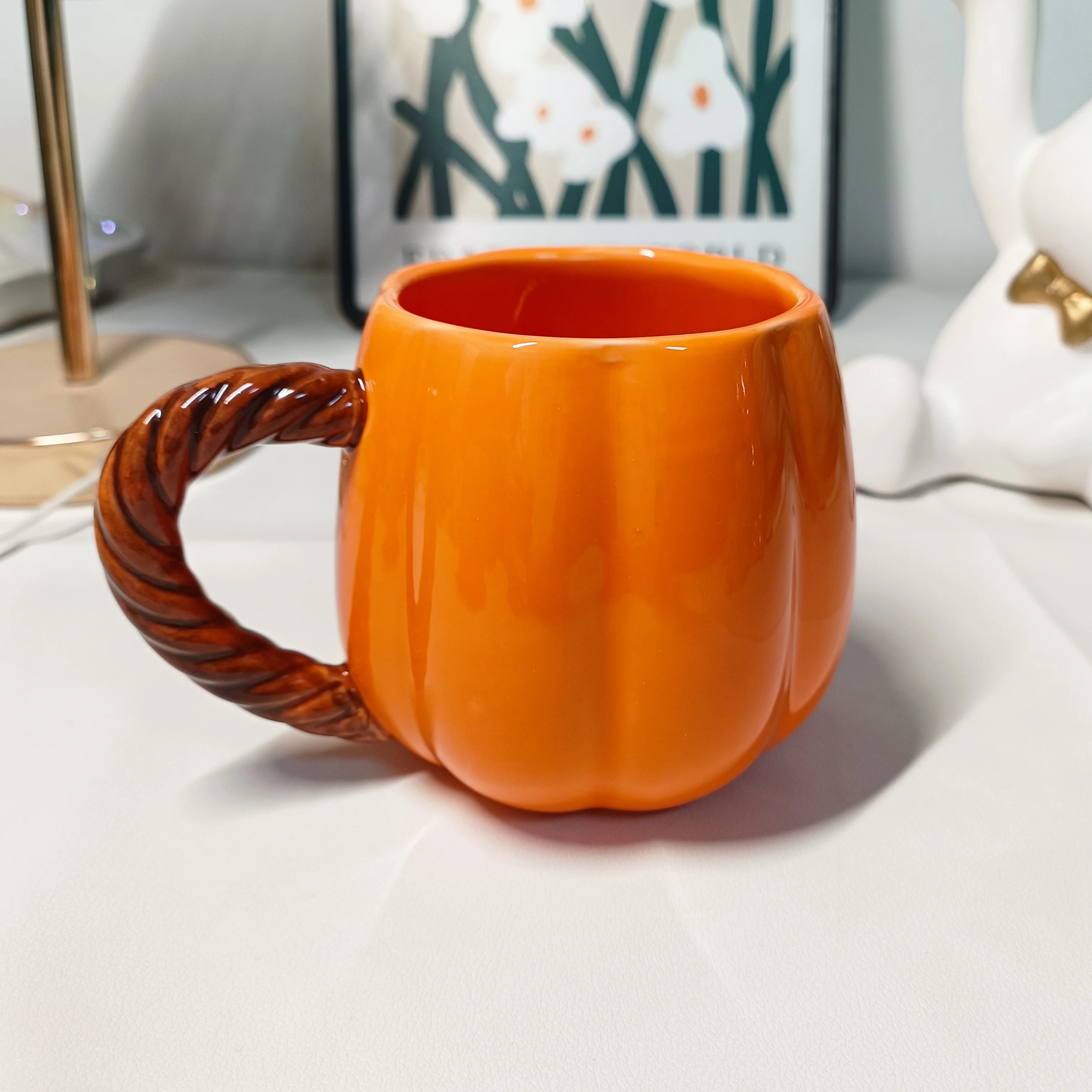 

400ml Ceramic Pumpkin Mug High Beauty Office Large Capacity Premium Breakfast Cup Thanksgiving Party Home Drinking Water Mugs