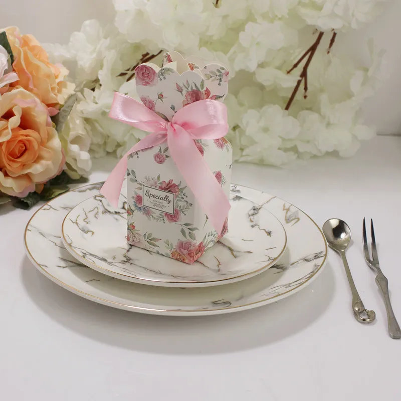 10 Stück Fischschwanz-Vase, Pralinenschachtel, Blumenmuster, Hochzeitstag, Geschenkbox, Verpackung, Box mit Band, Babyparty, Geburtstag, Party-Dekoration – Detail 14
