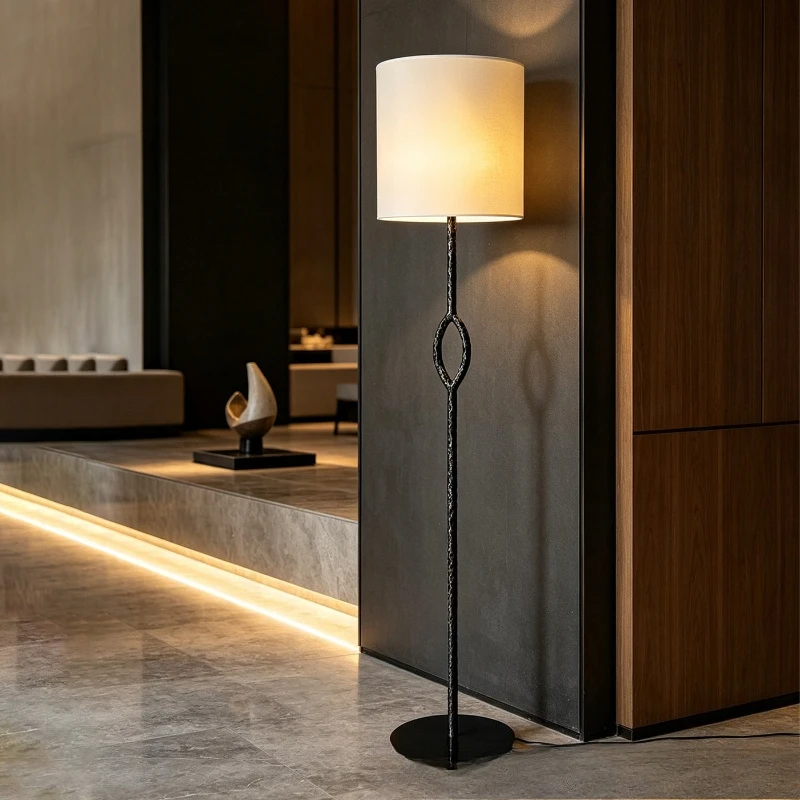 Retro floor lamp simple sofa side bedroom study decorative vertical lamp