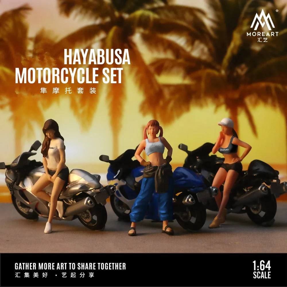 MoreArt/TIME MICRO 1:64 Classic Hayabusa Motorcycle Doll Set For Display & Collection & Gift