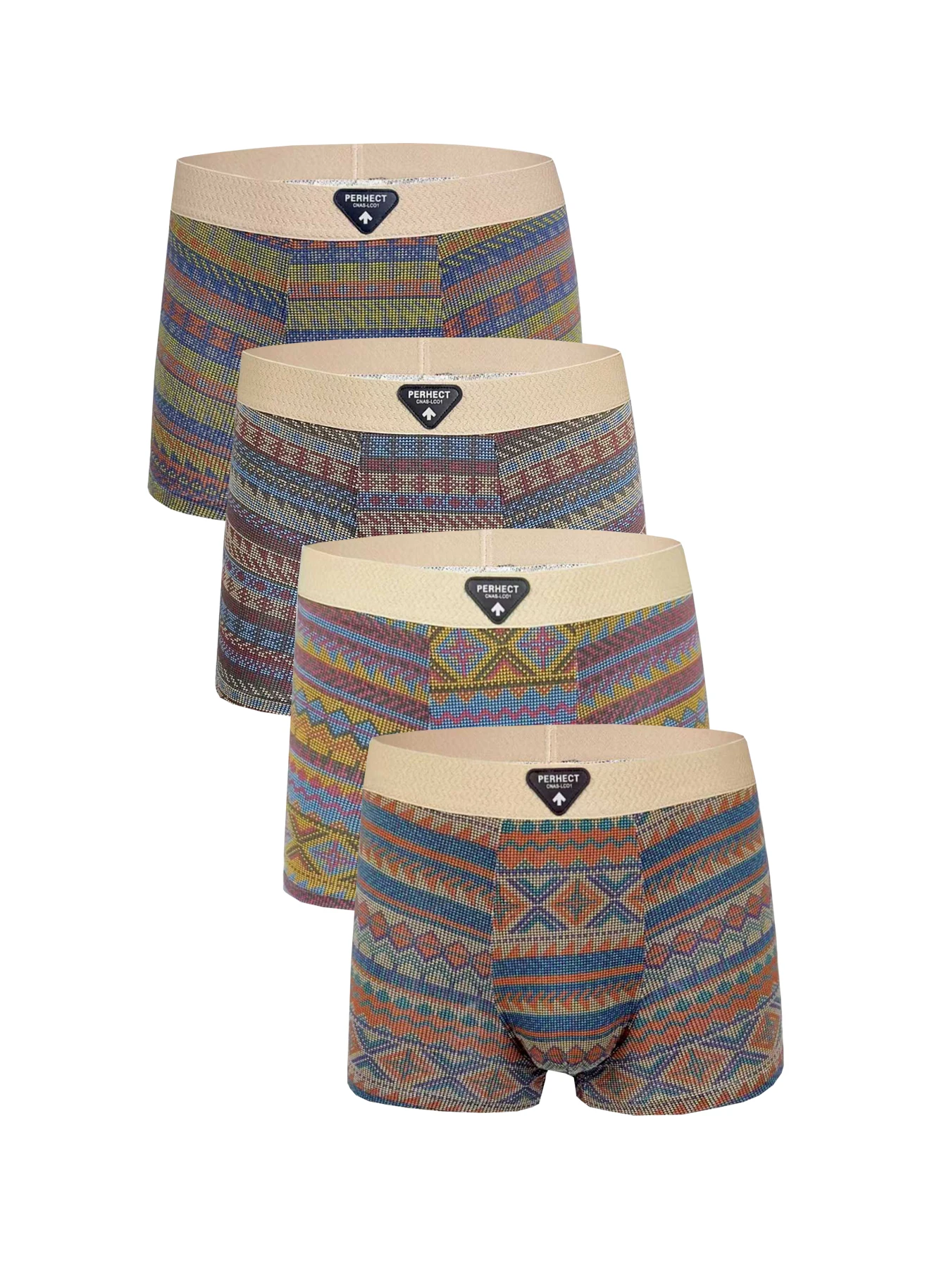 

4PCS Ethnic-style fashionable, trendy, comfortable and breathable men's briefs for all seasons