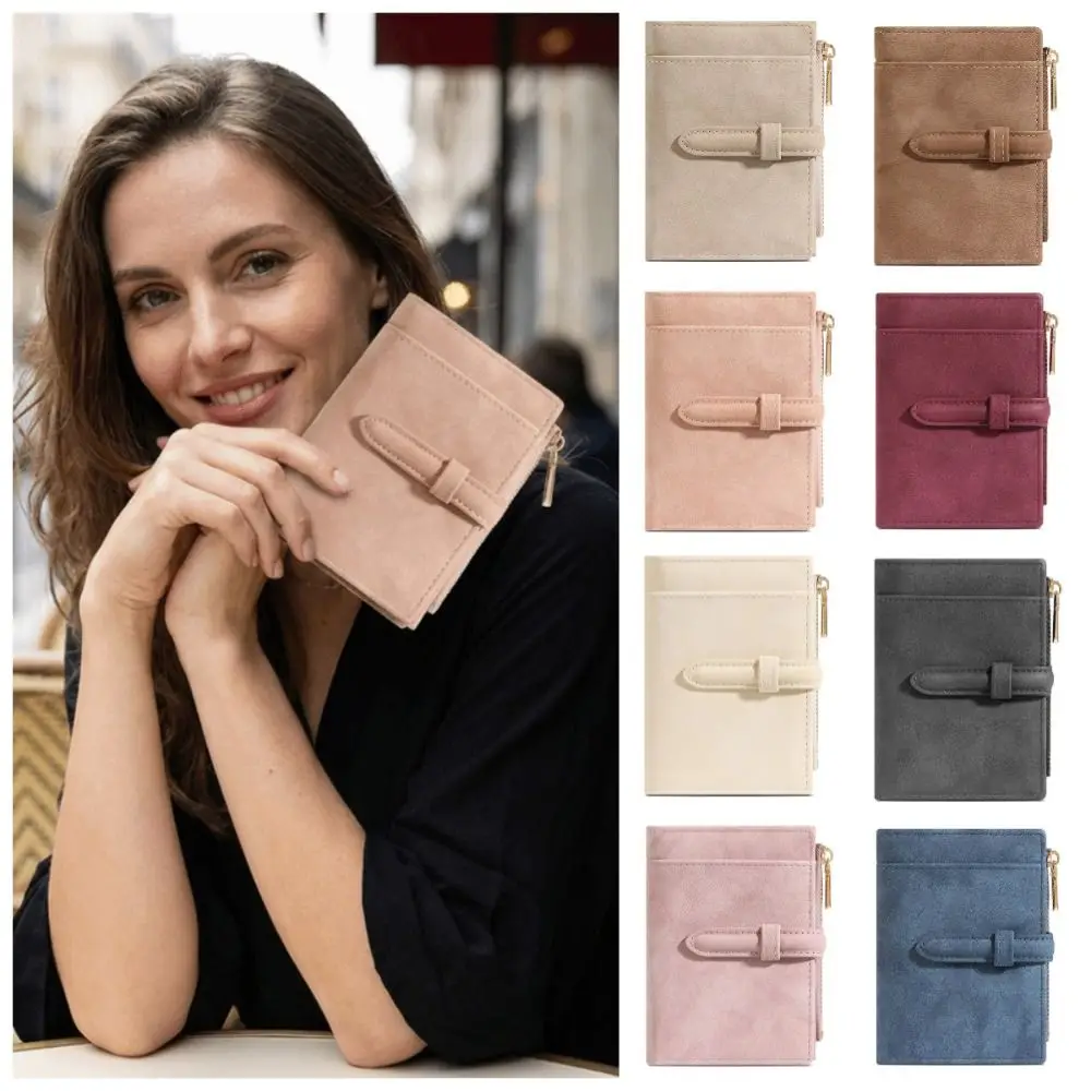 

Large Capacity PU Women's Wallet Multi-Cards Slot 2 Folds Credit Cards Holder Korea Style Solid Color Zipper Coin Purse Unisex