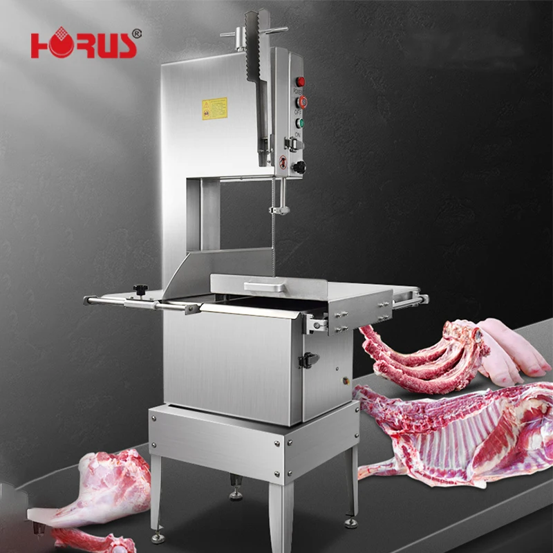 HR-300A 1800W Semi-Automatic Bone Saw 300mm Wheel 2400mm Blade Adjustable Thickness Stainless Steel Frozen Meat Cutter