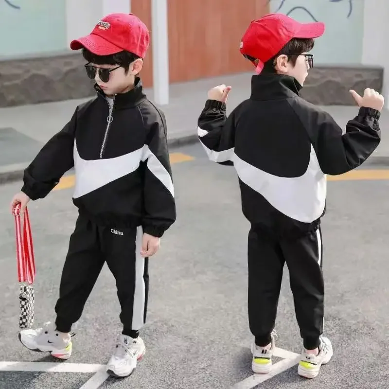 Spring Autumn Boy Sets 2025 New Style Children Korean   Style clothes Sports Trend  girl zipper coat pants suits