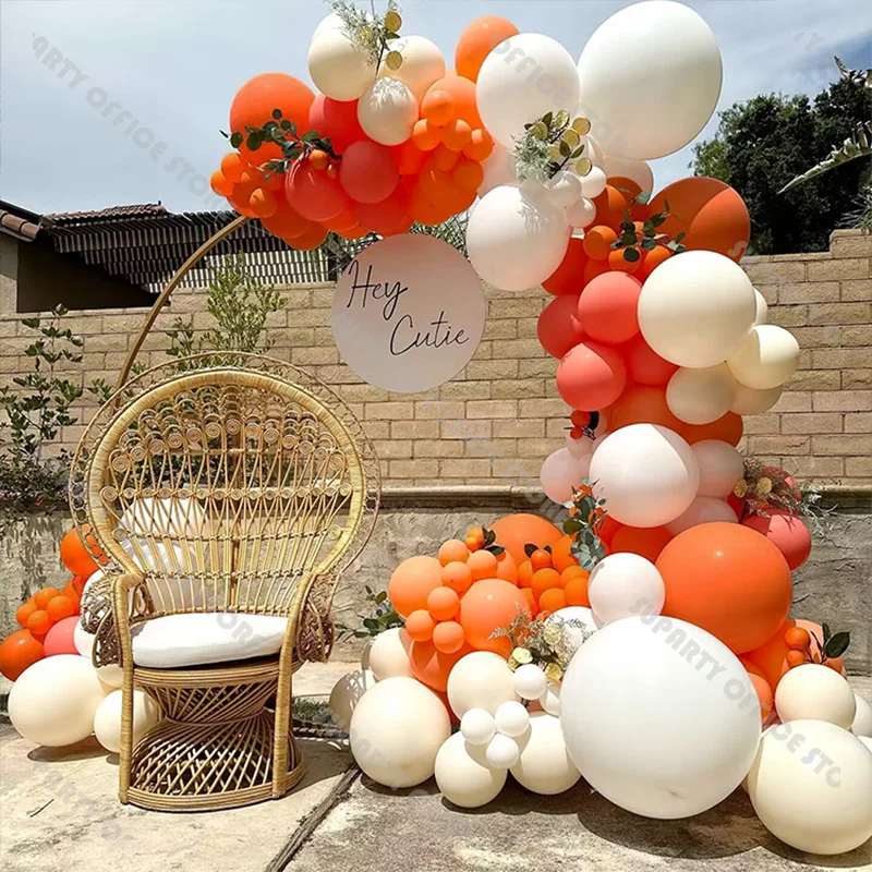 

139pcs Orange and Sand White Nude Balloons Arch Garland Kit Decor for Terracotta Country Wedding Bride To Be Birthday Party Set