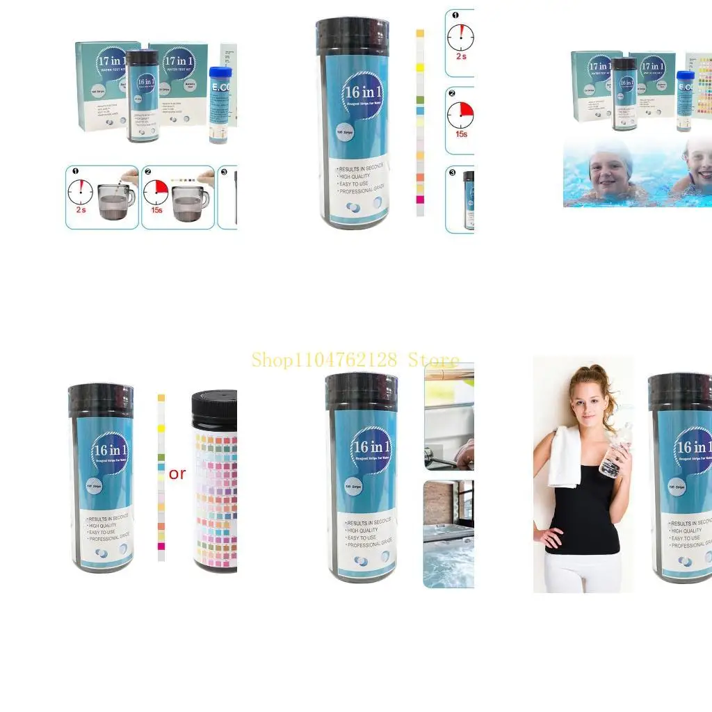 

100 Pcs 16-in-1 Aquarium Water Quality Test Strips for Aquarium FishTank Pool best sale