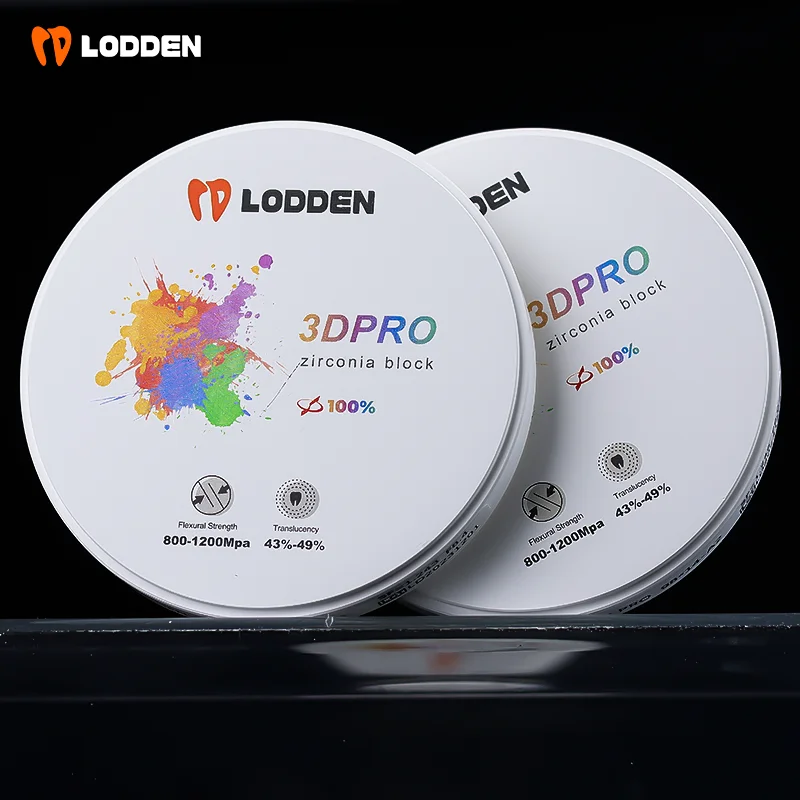 Lodden Zirconia Multilayer Block 98mm*10-25mm A1 A2 A3 Open System 3D PRO Multilayer Zirconia Disc for CAD CAM Dental Materials