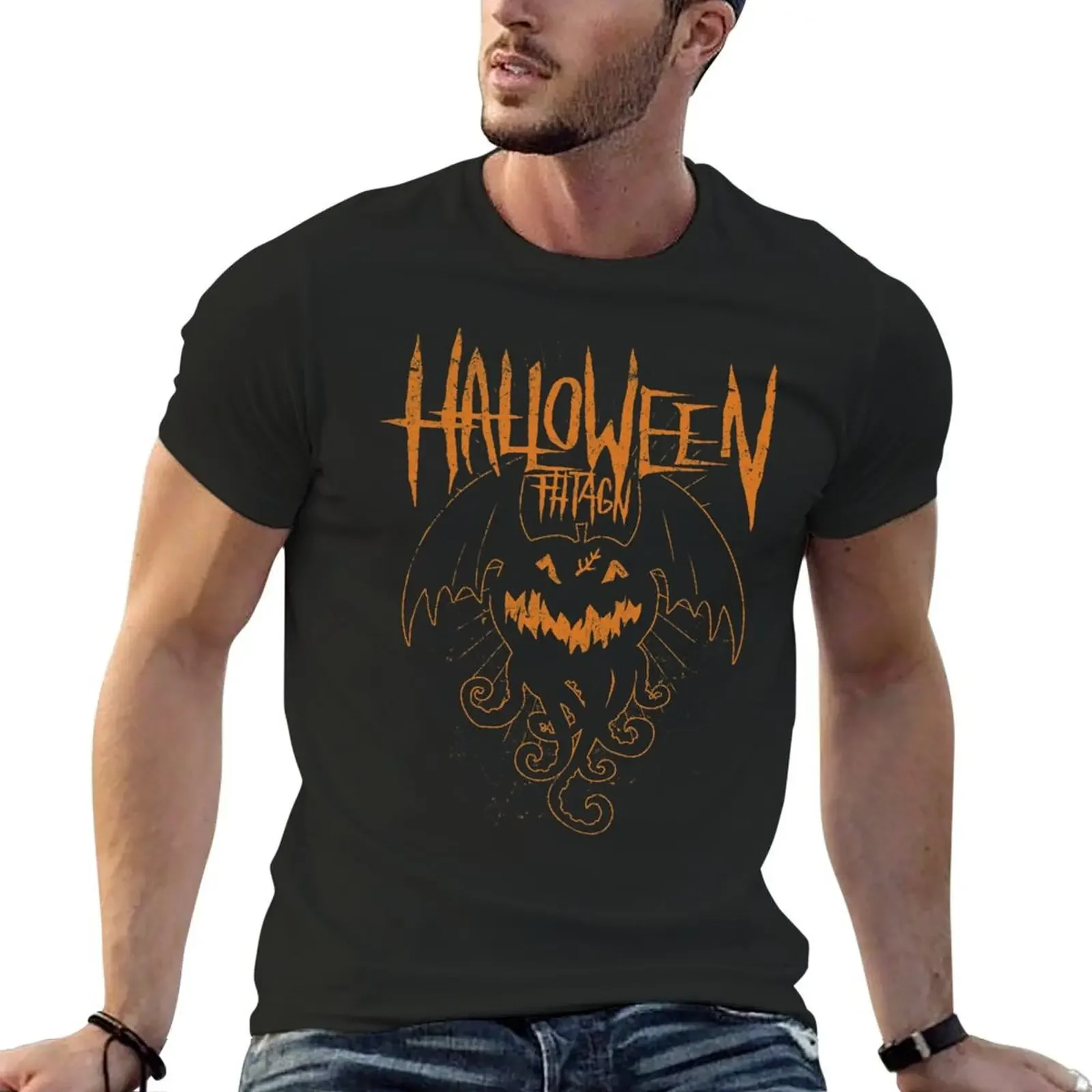 

Halloween Fhtagn - Orange Edition -Eldritch Dreamer - Lovecraftian Cthulhu Mythos Wear T-Shirt blacks men clothing