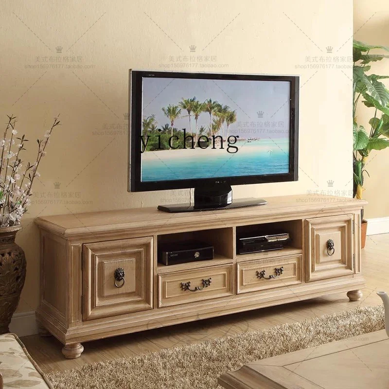 v3 American Country Style Solid Wood Combination French Living Room Vintage Look with Drawers Square