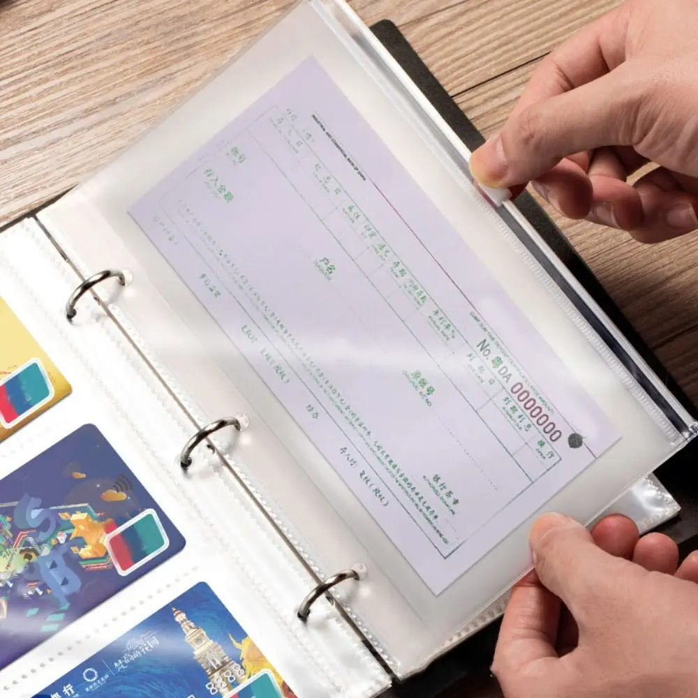 PU Leather Bill Planner Binder Loose-leaf Transparent Money Budget Binder Reusable Cash Envelopes Savings Challenges Notbook