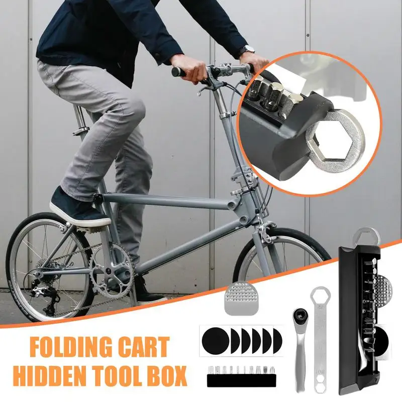 Metal Tool Box Folding Cart Concealed Tool Box Small Tool Box Metal Tackle Box Removable Storage Tray For Experienced Cyclists