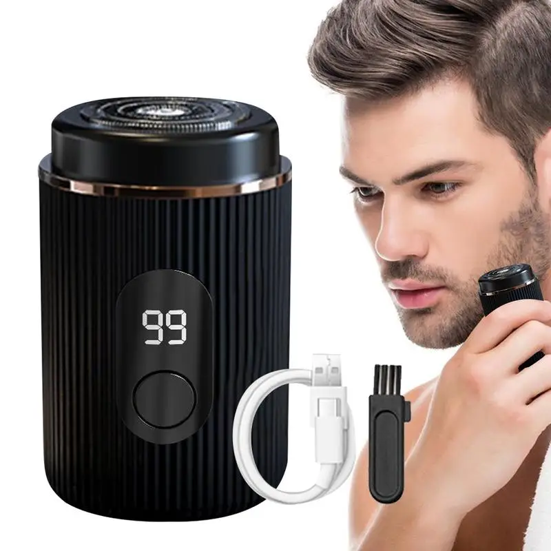 Mini Afeitadora eléctrica LED para hombre, recortadora de barba portátil, afeitadoras eléctricas con carga USB, accesorios lavables, afeitadoras faciales compactas