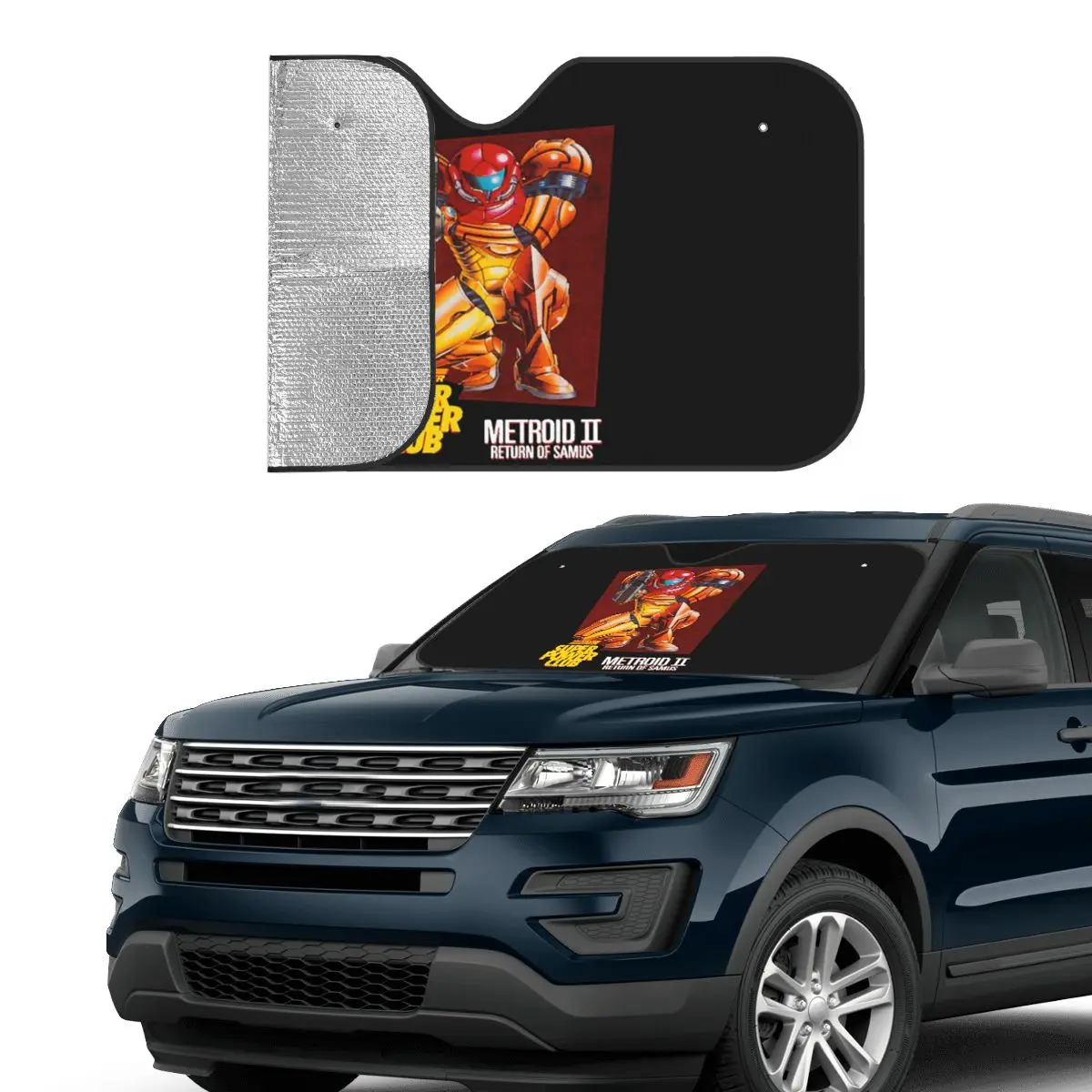 

Metroid II Return Of Samus Metroid Samus Aran Sunshade Windscreen Car Front Windshield Window Sun Visor Accessories Covers