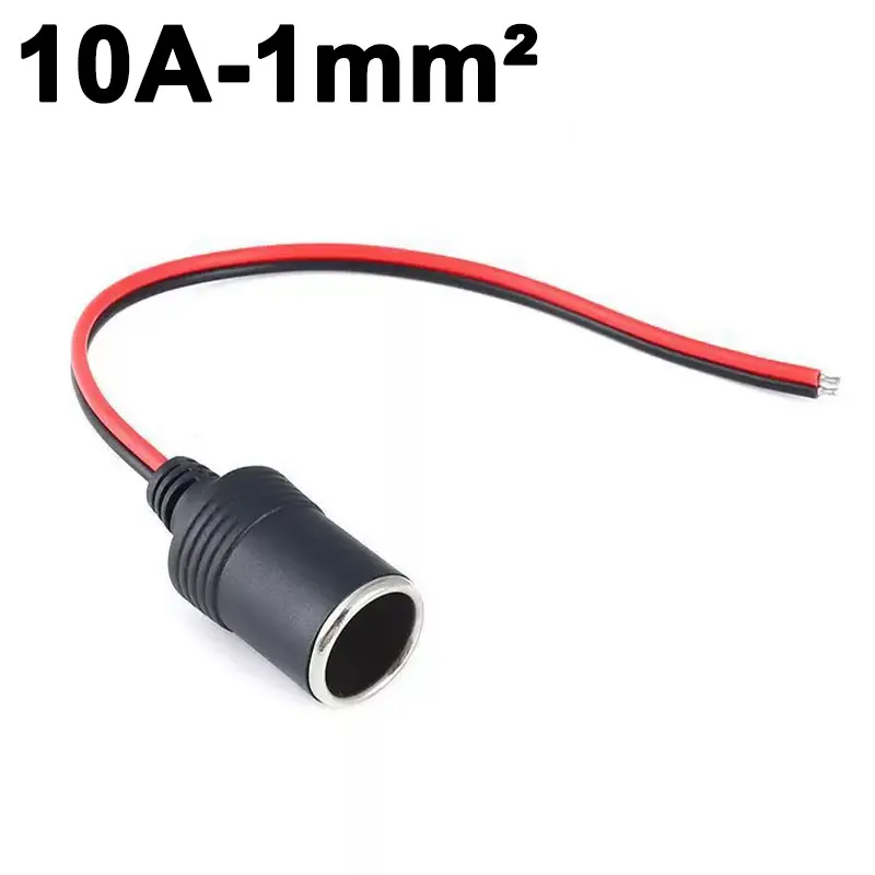 10A/15A/20A Max 200W Car Mounted Cigarette Lighter Charger Female Socket Plug with 30cm Cable Connector Adapter Universal 12v
